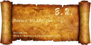 Bencz Uljána névjegykártya